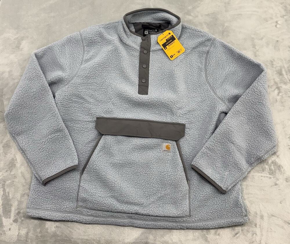 Carhartt Relaxed Fit Fleece Pullover Mens 2XL Light Blue Sherpa Snap t NWT